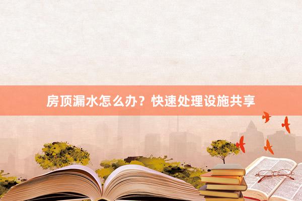 房顶漏水怎么办?快速处理设施共享